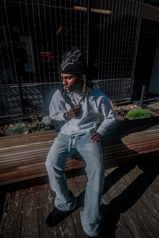 "$" Black / White Patch Beanie (Core)