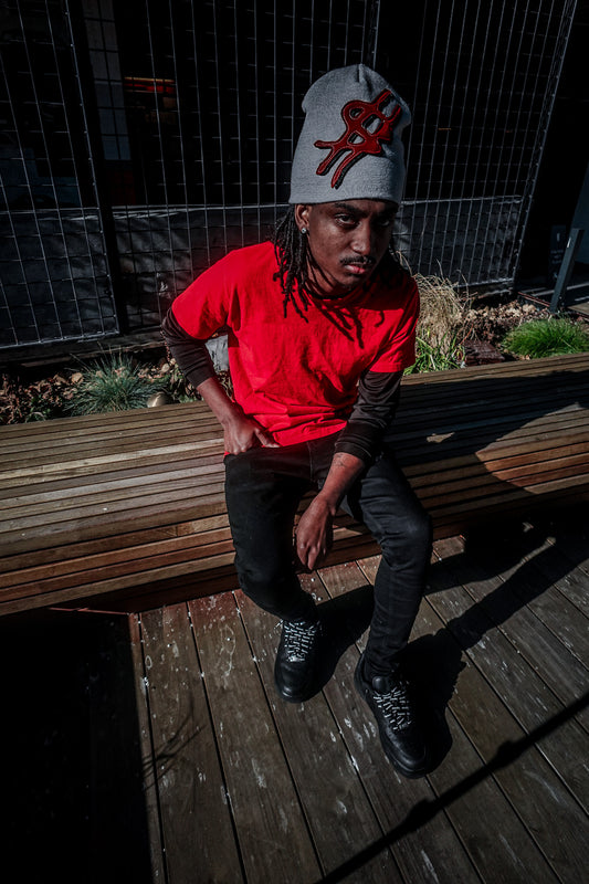 "$" Black / Red Outline Patch Beanie (Limited)